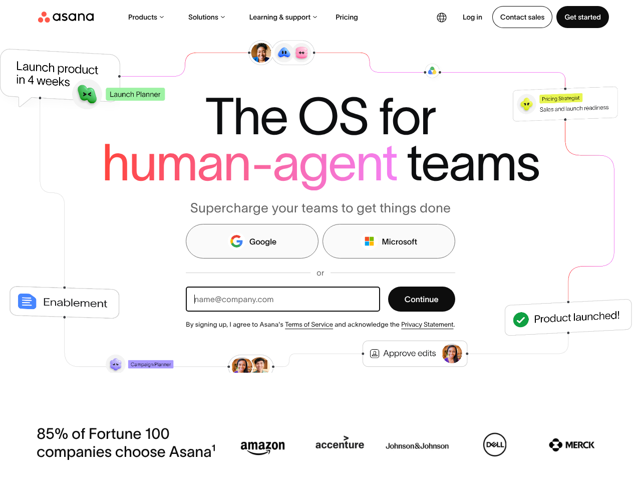 Screenshot von Asana