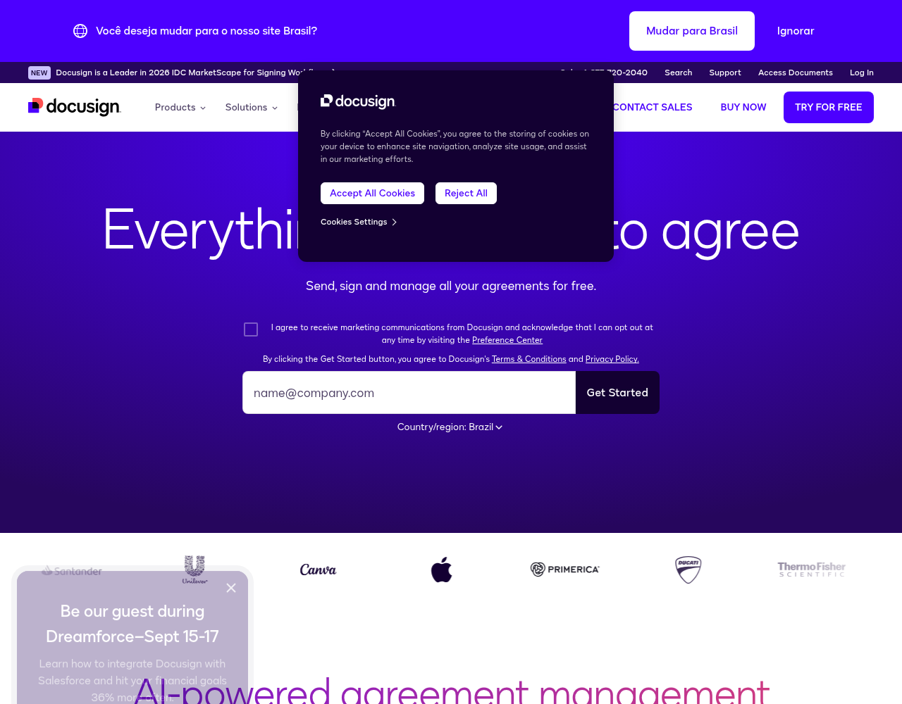 Screenshot von DocuSign