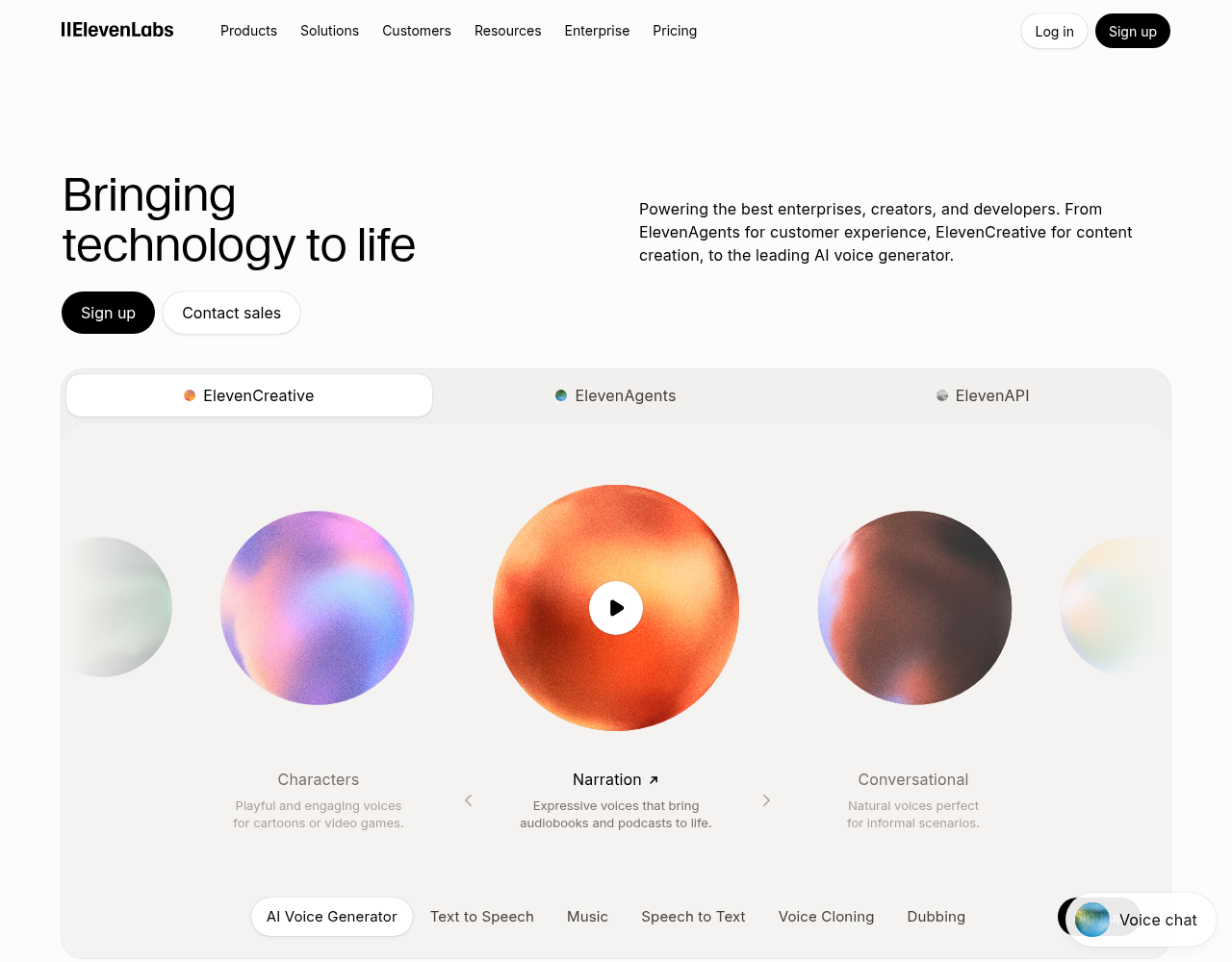 Screenshot von ElevenLabs