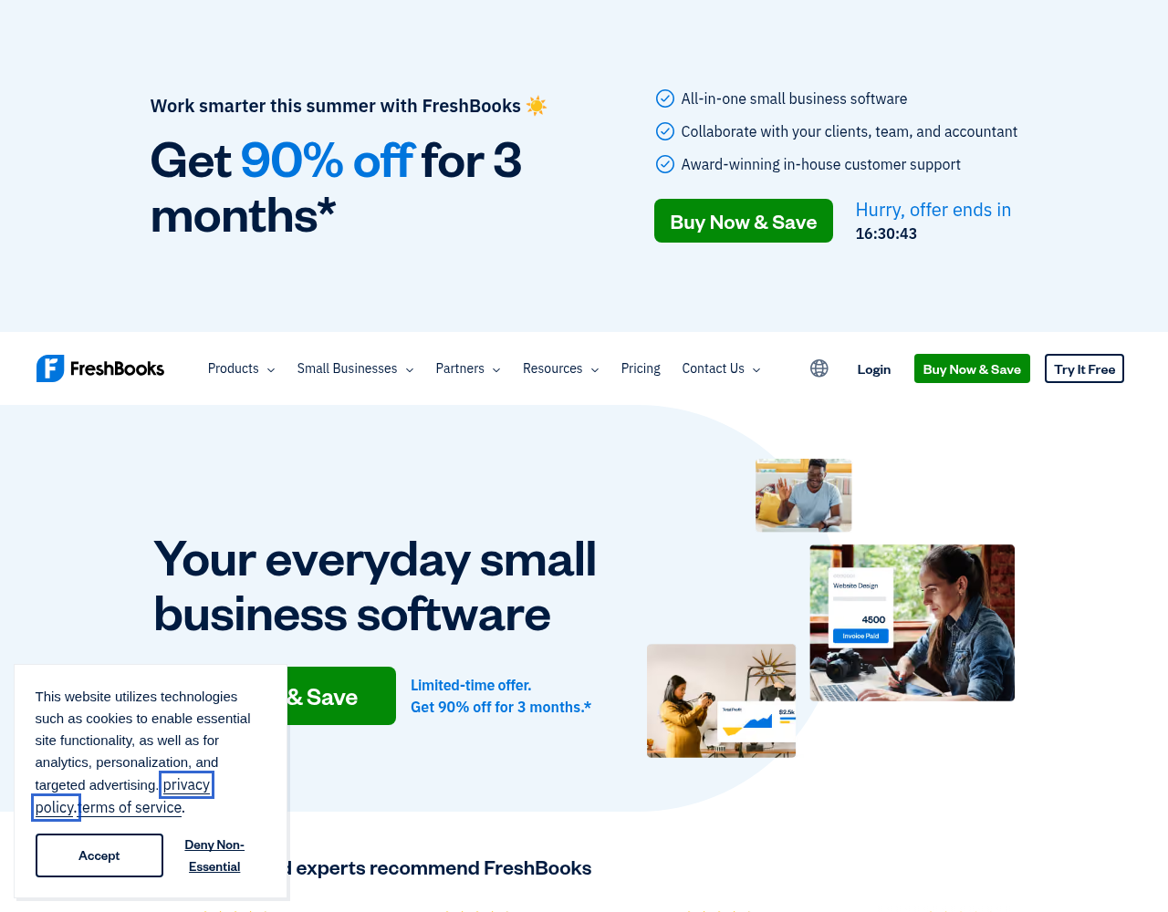 Screenshot von FreshBooks
