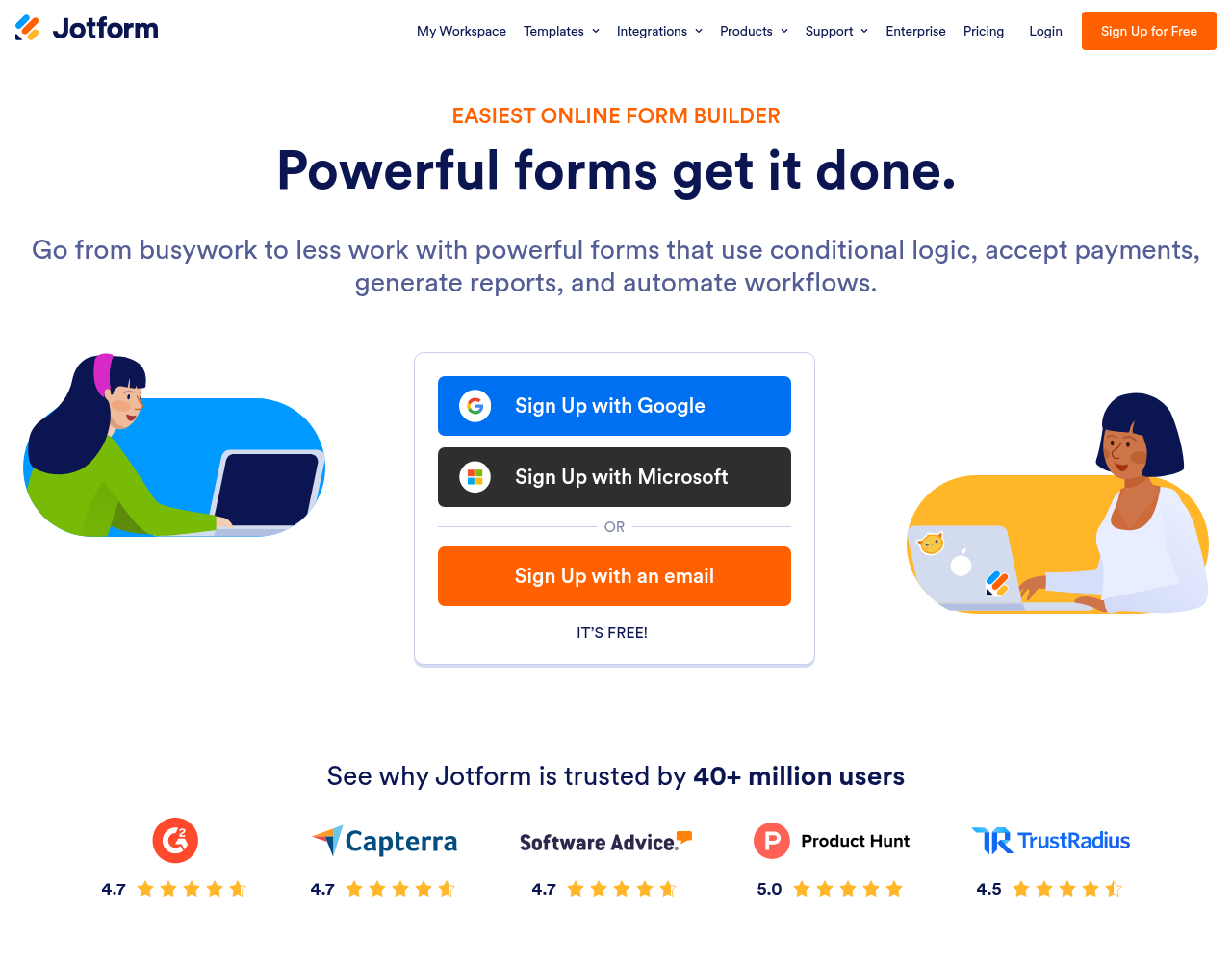 Screenshot von Jotform