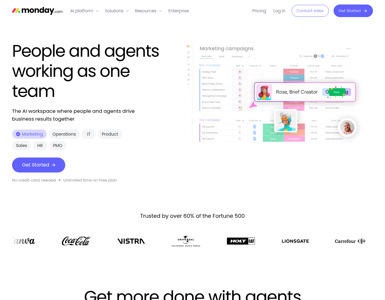 Screenshot von Monday.com