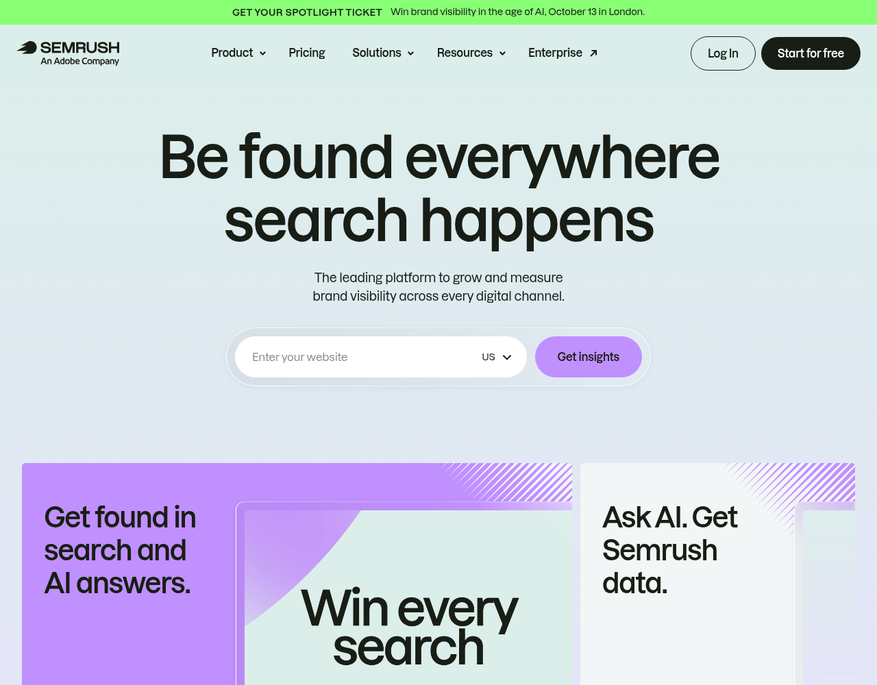 Screenshot von Semrush