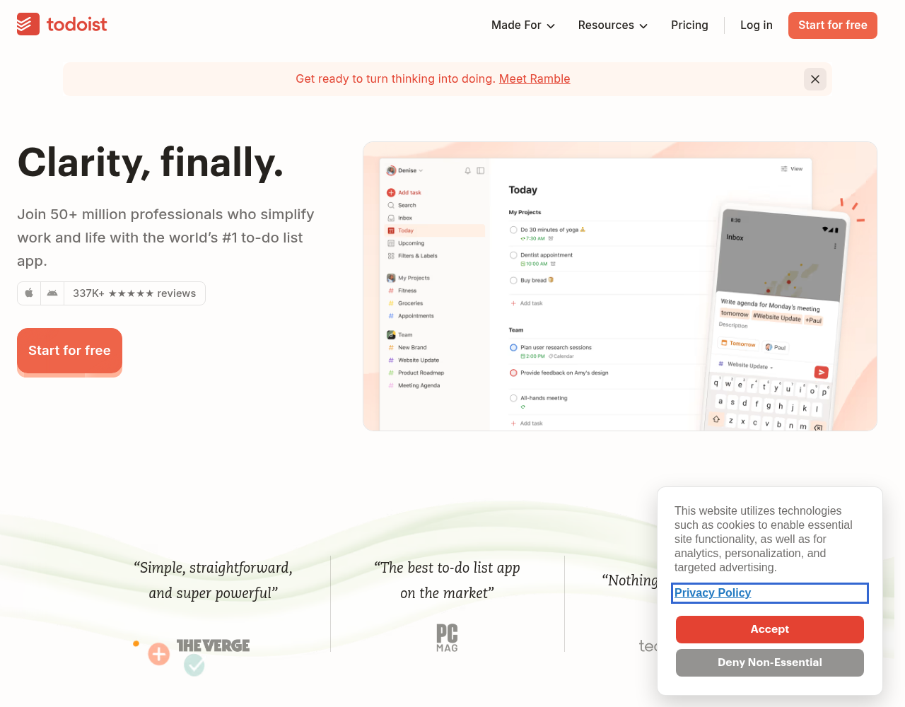 Screenshot von Todoist