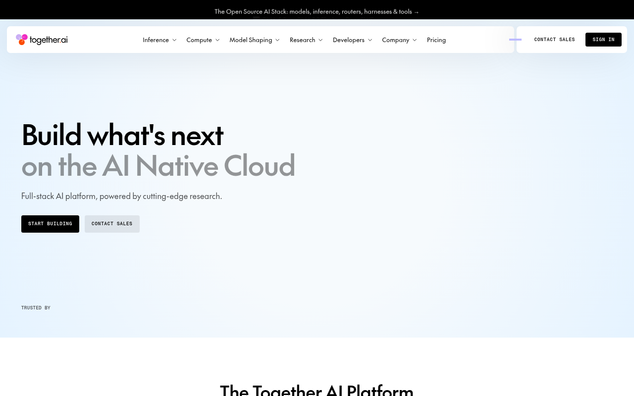 Screenshot von Together AI